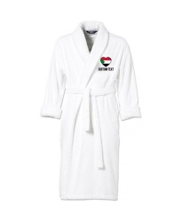 Sudan Flag Heart Shape Embroidery Logo with Custom Text Embroidered Bathrobes